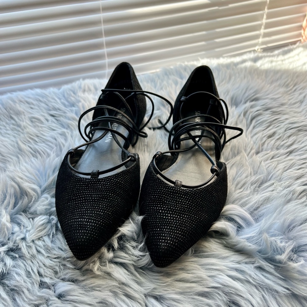 Stuart Weitzman Lace up black flats